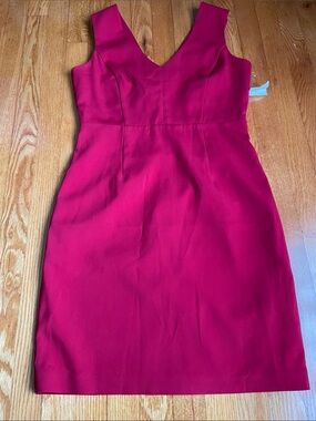 V-Neck Fitted Mini Dress in Rich Red